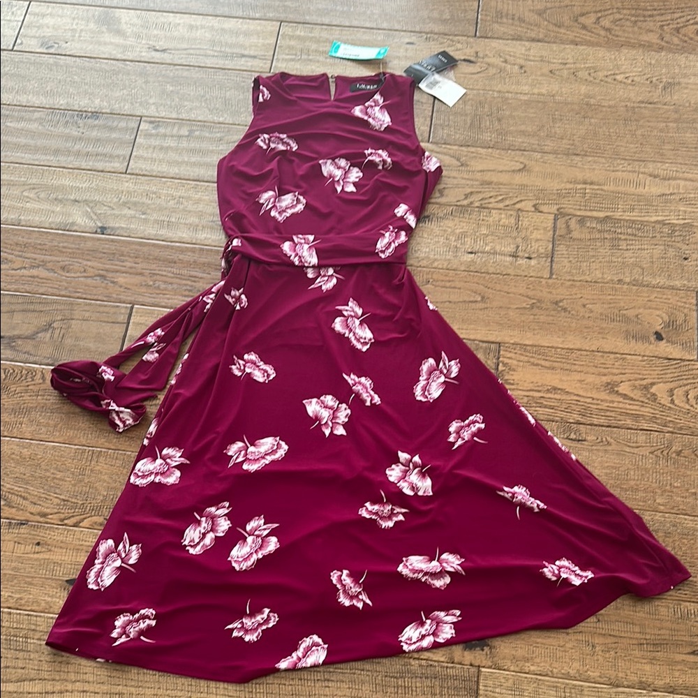 Ralph Lauren Burgundy Floral Dress